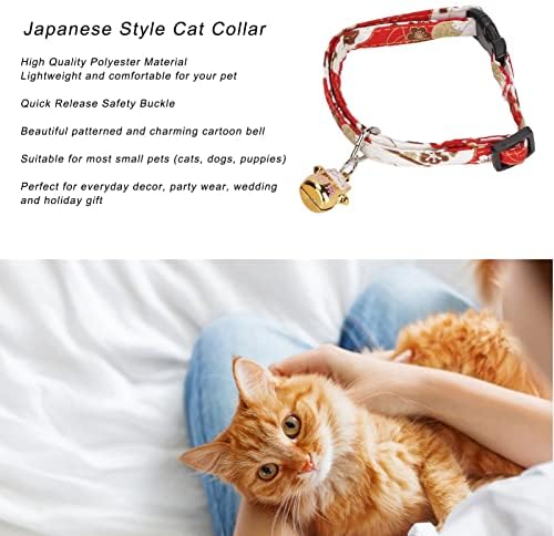 Japán Kimonó Gallér, egy macska, egy Szelíd, Kényelmes macska Nyakörv Harangok a Kis Állatok Készült Japán Stílusú piros