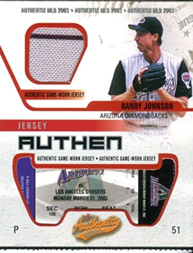Randy Johnson 2003 Fleer Játék Kopott Jersey Kártya - MLB Meccset Használt Mezek