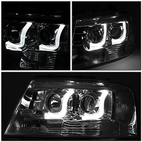 Dual LED DRL Vetítő Fényszórók Közgyűlés Kompatibilis Ford F150 Lincoln Mark LT 2004-2008, Vezető, Utas, Oldal, Króm