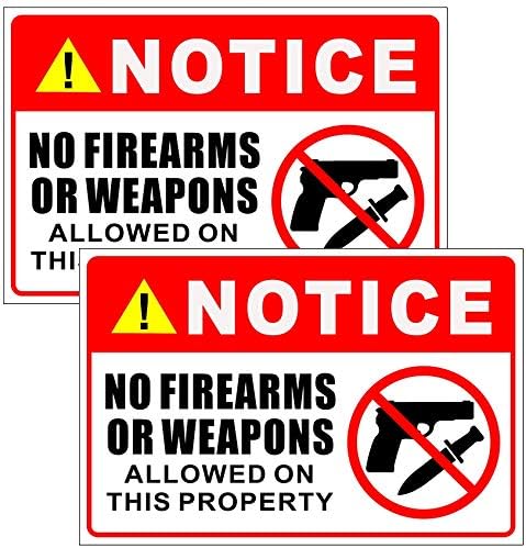 Kültéri/Beltéri (2 Csomag) 9 x 6 - Nem Lőfegyverek vagy Fegyvereket tilos Ingatlan - Veszély Biztonsági Figyelmeztetés
