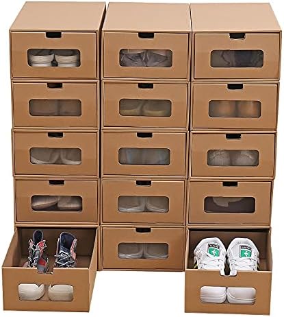 AOOF cipős doboz, 12 Csomag, Nagy Méretű (13.8 x 9.3 x 5.3 cm), Vízálló Karton, Nehéz, Összerakható, Stabil Tároló Doboz,