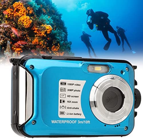 Vízálló Digitális fényképezőgépek Víz alatti Kamera, 1080P 30MP 16X 10FT Víz alatti Kamera Snorkeling Kemping Digitális