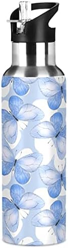 ALAZA Gyönyörű Kék Pillangók(1) vizes Palackot a Szalma Fedél Vákuum Szigetelt Rozsdamentes Acél Thermo Flaska Víz Üveg