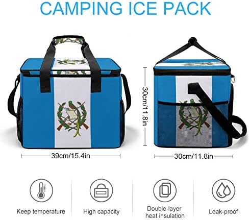 Guatemala Zászló Szigetelt Táska Hordozható Ice Box Hűvösebb Váll Csomag Oldalsó Zseb Bevásárlás Piknikek Munka Étkezés