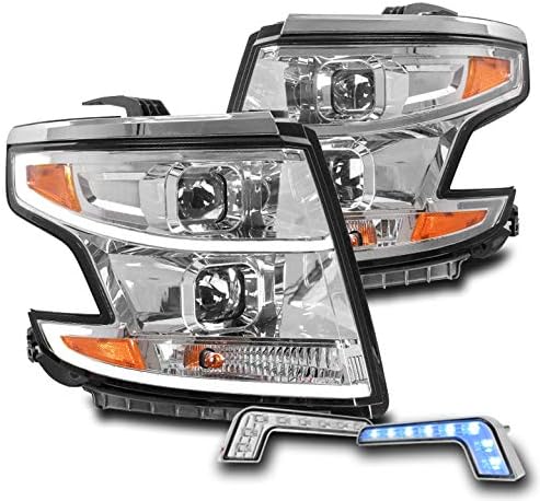 ZMAUTOPARTS LED Chrome-Vetítő Fényszórók, Fényszóró a 6.25 Kék LED DRL A 2015-2017 Chevy Suburban/Tahoe