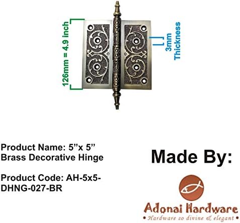 Adonai Hardver Réz Dekoratív Zsanér (Tartozék 2 Db / Csomag) (5 x 5 Fekete porszórt)