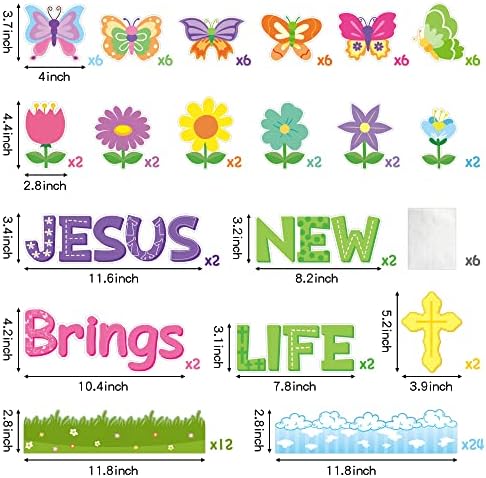 Yopyame 94Pcs Jézus Hozza az Új Élet Keresztény Hirdetőtábla Meghatározott Nyári Pillangó Virág Kereszt Kivágások Hirdetőtábla