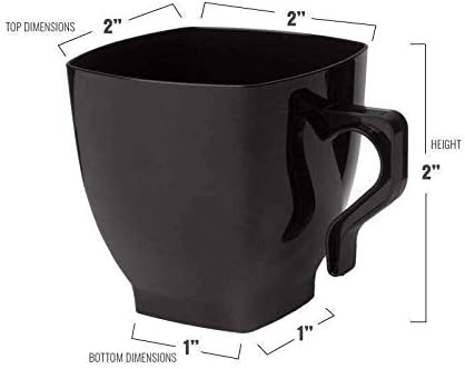 Kaya Műanyag Kávé, Tea Csésze - 2 oz. | Fekete | Négyzetméter | 12 Db.