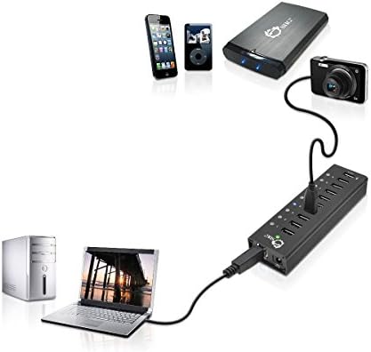 SIIG 10 Port USB Hub, 9 USB 3.0 Adatok portok, 1 töltő port, 12V/5A hálózati Adapter, a Táblagépek, Okostelefonok, Merevlemez