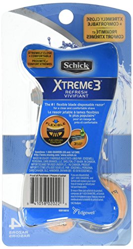 Schick Xtreme 3 Frissítés Eldobható Borotva a Illatosított Kezelni, 4 Szám (Csomag 2)