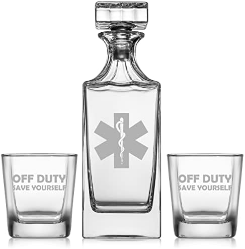 Whiskys Üveget Ajándék Szett 2 Whiskey Régi Kövek Szemüveg Csillag az Élet EMT Mentős Szolgálatban Mentse Magát Vicces