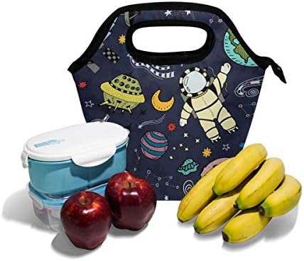 VOOVC Űrhajós Repülőgép Rakéta Bolygó, Hold Föld Textúra uzsonnás Táska Kézitáska Ebéd Bag Szigetelt Hűvösebb Ételhordó