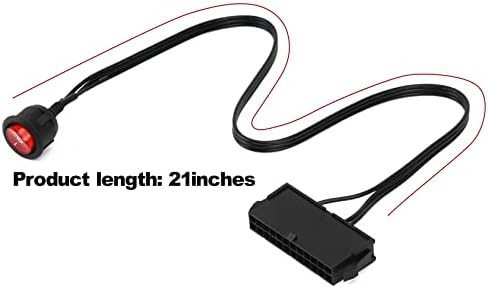 24Pin Női ATX Piros LED Tápegység On/Off Kapcsoló Jumper Híd Adapter Kábel 21 hüvelyk （1 Csomag）