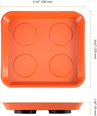 SEUNMUK 8 Csomag Narancs Mágneses Alkatrészek Beállított Tálca, Rozsdamentes Acélból, Téglalap Mágneses Tálca tartó