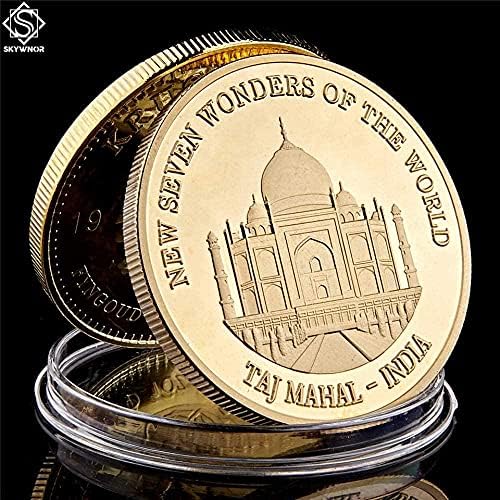 Replika Emlékérme Aranyozott Taj Mahal Utazási Szuvenír Szoba India s A Világ Hét Csodája Új