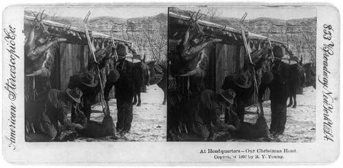 HistoricalFindings Fotó: Fotó: Stereograph,Székhelye,Karácsonyi Vadászat,Szarvas Vadászat,Vadászok,c1897
