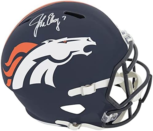 John Elway Aláírt Denver Broncos Riddell Teljes Méret Sebesség Replika Sisak - Dedikált NFL Sisak