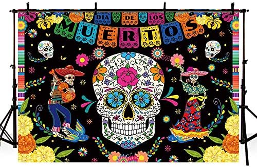 SENDY 7x5ft Halottak Napja Hátteret Mexikói Fiesta Cukor Koponya Dia DE Los Muertos Karnevál Party Dekoráció Marigold