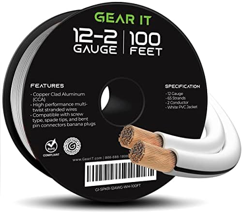 12AWG Hangszóró Vezeték, GearIT Pro Series 12 AWG Nyomtávú Hangszóró Vezeték Kábel (100 Méter / 30.48 Z) Nagy hasznát