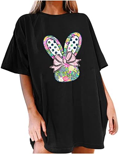 Húsvéti Nagyméretű Grafikus Póló,Női Plus Size Rövid Ujjú Csepp Váll T-Shirt Aranyos Nyuszi Nyomtatás Maximum Sleeve