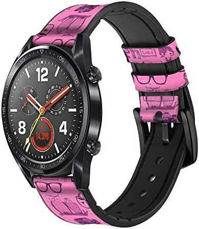 CA0485 Párizs Rózsaszín Bőr & Szilikon Intelligens Karóra Heveder Zenekar a Karóra Smartwatch Smart Óra Méret (22mm)