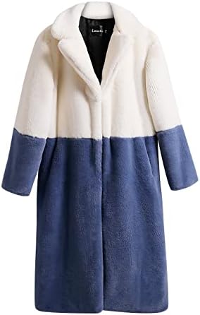 FOVIGUO Hosszú Ujjú Hosszú Téli Kabát Női Haza Modern Fuzzy Illik Colorblock Kardigán Hajtóka Húzózsinórral Meleg Kardigán