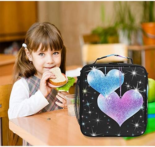 Hordozható Ebédet Szigetelt Hűvösebb Ebéd Bag Előkészítő Gyerek Tini Felnőtt Valentin-Nap Csillogó Szív Étkezés Ebéd