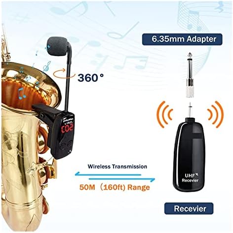 YBOS UHF Vezeték nélküli Eszközök Szaxofon Mikrofon Vezeték nélküli Vevő-Adó,160ft Tartomány,Plug and Play,Nagy Trombita
