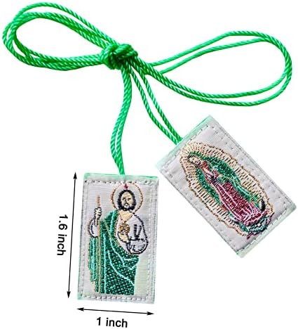 Escapularios Catolicos Virgen De Guadalupe San Júdás Thaddeus, Zöld Scapulars Katolikus Vallási Nyaklánc Ajándék, Szűz