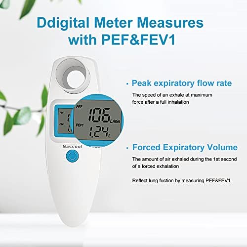 Digitális Peak Flow Meter,Házi Orvosi Nyomkövető Szoftver-Pontos&Megbízható Spirométer az Asztma, COPD Felnőtt Gyerekek