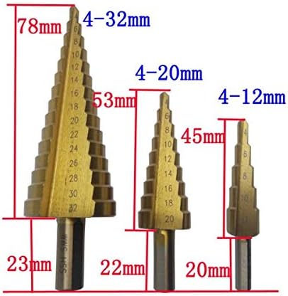 Tameco 4-12/20/32 mm HSS Nagy Sebességű Acél Nagy Lépés Cone Drill Titán Bit Lyuk Cutter - (Lyuk Átmérő: 4-12mm)