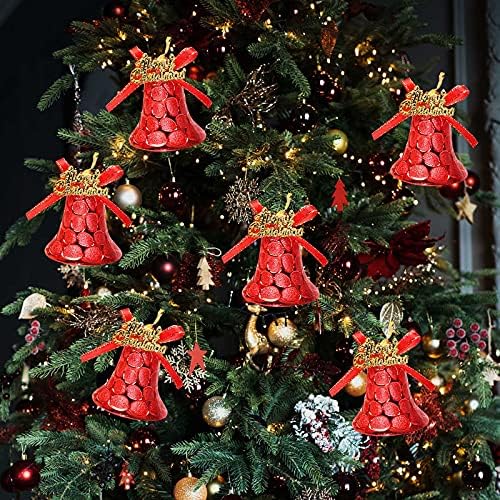 Fa Bell Függő Dísz Karácsony Karácsonyi Dekoráció String Bell Ünnep Lóg 6DB Dekoráció & Lóg Gyöngyös Dísz Készletek
