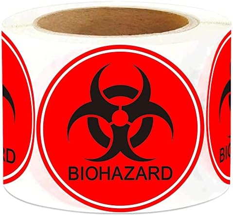 Biohazard Matricák Jel 2 Inch Vízálló Biológiai veszély Figyelmeztetés Figyelmeztető Címkéket Használni Labs Kórházak,