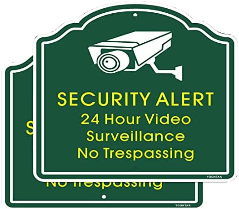 2db 24 Órás Videó Megfigyelő Waring Fényvisszaverő Tábla tilos Táblát Biztonsági Figyelmeztetés 12x12 inch Alumínium