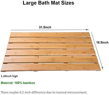 PELYN Extra Nagy Bambusz Fürdő Zuhanyzós Fürdőszoba Szőnyeg Szőnyeg Beltéri vagy Kültéri Használatra 31.5 x 18.5 inch