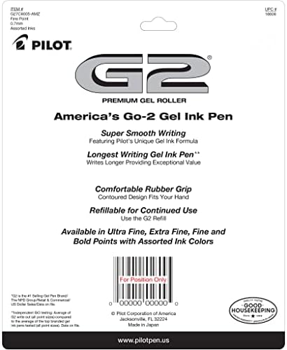 PILOT G2 Prémium Újratölthető, Valamint Visszahúzható Zselés Tinta, Toll, Jó Pont (0,7 mm), 8 Szín, 8 Gróf (16606) &