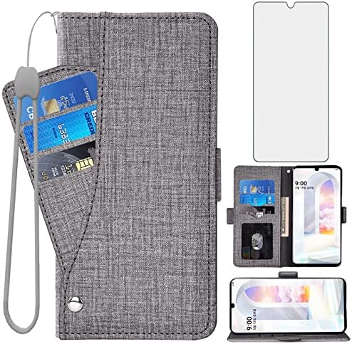 Asuwish Kompatibilis LG Bársony 5G/LGVelvet Verizon G5 UW T-mobile 2020 Tárca Esetben Edzett Üveg kijelző Védő fólia,