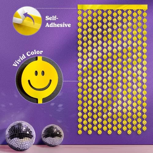 HÁZ FÉL Fólia Függöny Sárga Smiley Dekoráció Emoji kivágott Party Dekorációk, Kellékek A Lánybúcsú