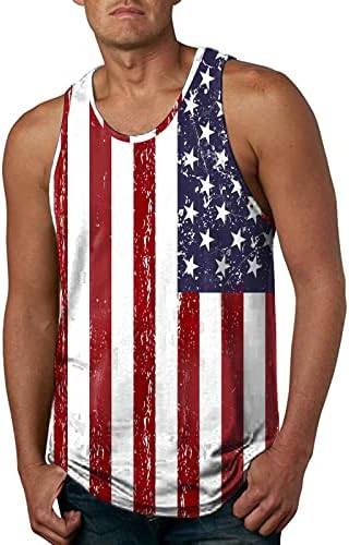 DAZLOR július 4-Tartály Tetejét a Férfiak Nyári Ujjatlan USA Zászló Hazafias Edzés póló Mellény Fitness Sport Alsóing