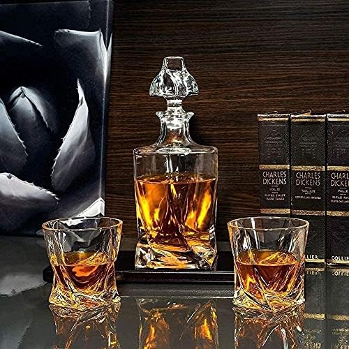 szesz-hordókkal Whiskys Üveget Bor Derítő Whiskys Poharat a szeszes Üveget Készlet, Üveg Tér Sodrott Alsó, 2 Crystal
