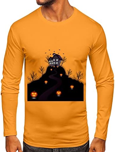 ZDDO Halloween Felsők Férfi ruházat, Férfi Boldog Halloween Kísértetjárta Házban a Nyomtatás Hosszú Ujjú Újdonság Grafikus