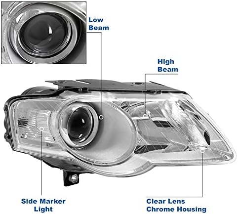 ZMAUTOPARTS Vetítő Fényszórók, Fényszóró Króm w/6 Kék LED Világítás DRL Kompatibilis 2006-2010 Volkswagen Passat