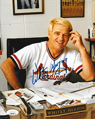 Whitey Herzog aláírt a St. Louis Cardinals 8x10 fotó HOF dedikált 1 TÁRSASÁGGAL - Dedikált MLB Fotók