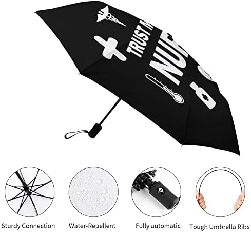 Bízz Bennem, én vagyok Nővér 3 Redők Utazási Esernyő Anti-UV Szélálló Esernyők Divatos Auto Nyitott Esernyő