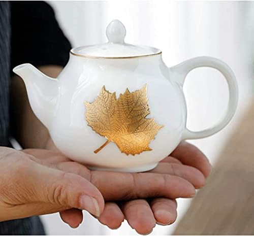 Gyógytea pot Minimalista Design Arany Festés Technológia, Fehér Porcelán Arany Maple Leaf Teáskanna Teáskanna