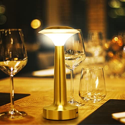 UMEXUS Vezeték nélküli asztali Lámpa, Újratölthető elemes asztali Lámpa Éjjeli, Szabályozható Érintse meg Arany Éjszakai