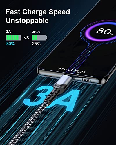 HOOMIL USB-C Kábel, [1 Csomag, 1.6 ft] 3A gyorstöltés Nylon Fonott USB-A Típusú C Töltő Kábel Samsung Galaxy S23 Ultra