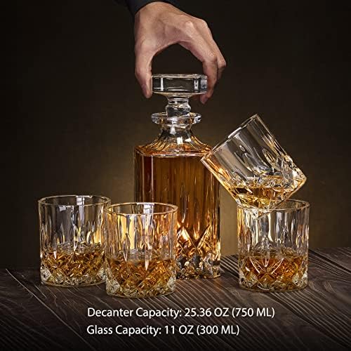 Denkee Whiskys Üveget Meghatározott, 750ml Kristály Whiskys Üveget, 4 pohár Whisky, Rum, Whisky, Italos Palack Ajándék