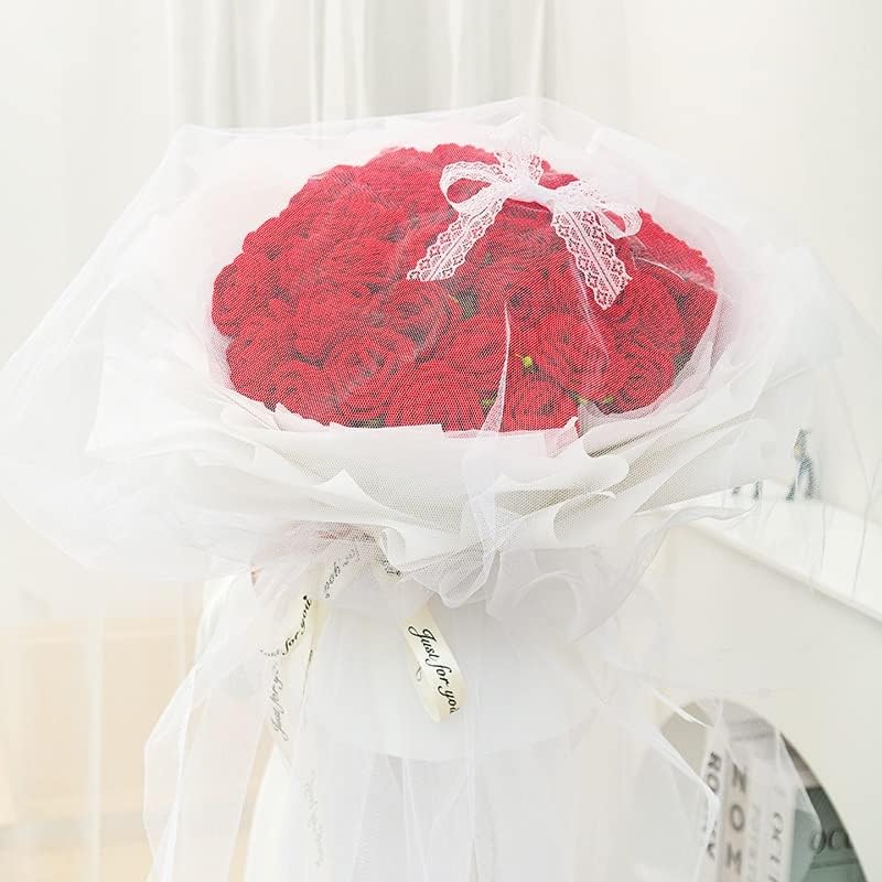 ZYJBM Kézzel Kötött Szimuláció 36 Vörös Rózsa Csokrot Kötött Fonal Virág Halhatatlan Virág DIY Ajándék