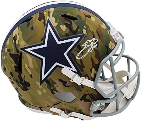 Emmitt Smith Aláírt Dallas Cowboys Sebesség Teljes Méret Camo NFL Sisak - Dedikált NFL Sisak